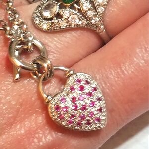 Designer signed Diamond Ruby 925 Sterling Bracelet